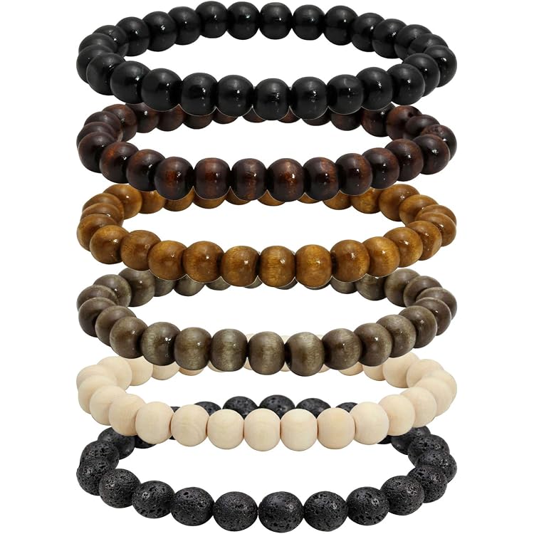 YAZILIND Om Buddha Armband – Holzperlen 8 Mm, Elastisch, Yoga-Schmuck, Spirituelles Accessoire