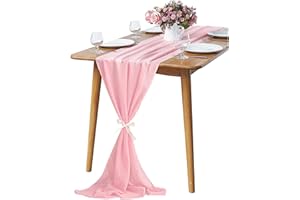 KAMEUN Camino De Mesa De Gasa, Camino De Mesa Moderno De 70 * 300 Cm, Camino De Mesa De Navidad, Camino De Mesa Lavable para DecoracióN del Hogar, Cocina, Banquete De Boda (Rosado)