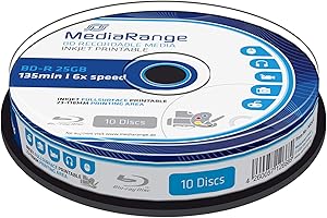 MediaRange MR500 25GB BD-R 10pieza(s) Disco BLU-Ray Lectura/Escritura (BD) - BD-RE vírgenes (6X, Caja para Pastel, 10 Pieza(s))