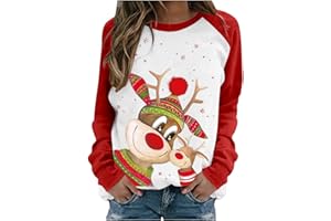 JokeLomple Sudaderas Mujer Baratas - Sudaderas Divertido Estampado De NavideñO Sudadera Personalizada Mujer Pullover Chica Casual Jersey Navidad Barato Jersey NavideñO Pareja Regalos para Mujer