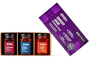 Josh & Jim's - Luxurious Jam Trio Gift Set, Strawberry, Rhubarb & Ginger, Apricot, 40g+ Fruit, Ovo-Lacto, 3x114g