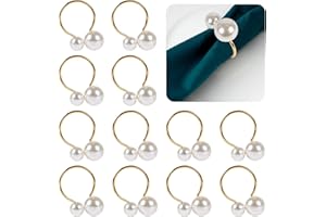 GGISUI 12 Pezzi Porta Tovaglioli Natalizi, Portatovaglioli Dorati Anelli per Tovaglioli di Perle Fermatovaglioli Natalizi per Festa di Nozze, Cena di Natale, Decorazione della Tavola