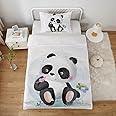 MUSOLEI Panda Single Duvet Cover Set Kids Bedding Set, Lovely Light Blue Quilt Bed Cover for Boys Girls Soft,Zipper Closure Quilt Cover 135X200cm+ 1 Pillowcase 50X75cm Soft Microfiber