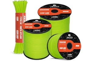 Abma Cord Paracord 550 4mm Cuerda Paracord de Nylon Tipo III Cuerda de Paracaídas 9 Hebras Cuerda para Exteriores Cuerda de Supervivencia Cuerda para Todo Uso - MAX. 280 kg (620 lbs) - 30m, 50m