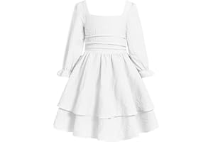 JiAmy Kid Dresses Girls Puff Long Sleeve Casual Elegant A Line Princess Midi Swing Skater Party for Teenagers Gown Prom for 5-13 Years