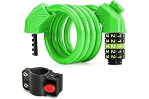 Enloffi Candado Bicicleta 120CM Candado de Cable Código de 5 Dígitos Alta Seguridad Candado de Combinación Cable de Bloqueo Antirrobo para Bicicletas con Soporte para Equipos de Exterior, Verde