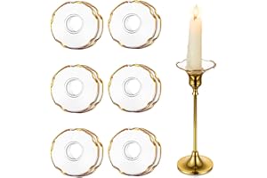 Hewory Bobeches de vidrio para candelabros, 24 protectores de goteo de velas, anillos de vela para cónicos, recogedor de goteo de velas para velas de palo, para bodas, fiestas, iglesia, vieiras, borde