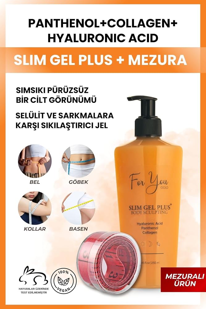 For You Gold Slim Gel Plus, Panthenol, Collagen, Hyaluronic Acid, Body Sculpting, Anti-Cellulite, 250ml