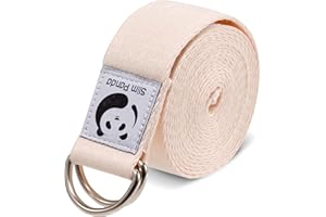 Slim Panda Cinghia Yoga In Cotone, Stretching Cintura Yoga Yoga Attrezzi per Fitness, Fascia Elastica Esercizi con Fibbia Scorrevole in Metallo per Principianti e Avanzati, Diversi Colori (180/250cm)