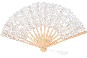 F&Y Faltfächer im Vintage-Stil mit hohlen Spitzen und Holzknochen, eleganter Handfächer mit Quaste, perfekt für Aufführung, Kleidungsdekoration, Geschenke, exquisites Accessoire für viktorianische und