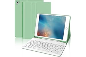 JADEMALL Funda con Teclado para iPad 6a Generación 9.7", Teclado Bluetooth Desmontable con Funda y Portalápices para iPad 6a Gen 2018/5a Gen 2017/iPad Pro 9.7 2016/iPad Air 2/iPad Air 1, Verde Claro