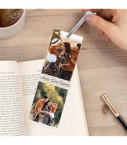 Marcapáginas Personalizado Metal Con Foto Y Texto - 15x4cm, Doble Cara, Regalo Para Lectores
