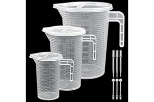 CAREDGO 3PCS Tasses à Mesurer en Plastique, Gobelets Doseurs Gradués Tasse Doseur avec Couvercle et Poignée Gobelets Gradués en Plastique pour Laboratoire, Cuisine, Boulangerie(100 ml, 250 ml, 500 ml)
