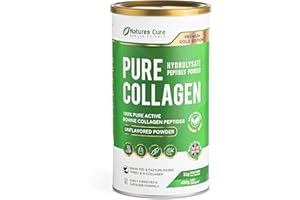 NATURES CURE Premium Hydrolyzed Collagen Powder - Unflavored Halal Certified Supplement for Joint Health - 450g Can of Bovine Hides Collagen Peptides