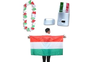 Sonia Originelli Fanset Fanartikel Poncho Fahne Flagge zum Umhängen Schminkstift und Blumenkette Hawaiikette Farbe: Ungarn