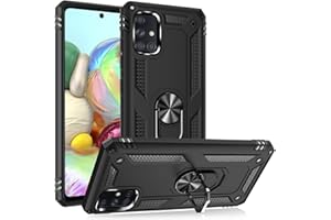NALIA Ring Case Compatible con Samsung Galaxy A71 Funda, Carcasa Resistente con 360° Anillo Rotacion, Hardcase Cover & Silicona TPU Bumper, Estuche Rigida para Soporte de Coche Magnético, Color:Negro