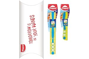 Maped - Lot de 2 Règles Kidy'Grip - Règle 20 cm + Règle 30 cm - Règle de Traçage - Système Grip Antidérapant, Graduation Ultra-Lisible - Bleu/Vert