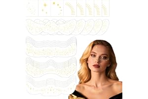 Sularpek 25 Pcs Tatouages Dorés à Paillettes pour Le Visage Effronté, Métal Tatouages Temporaires, es Taches de Rousseur, Étoiles Dorées et Points, Pour Halloween, Fête, Carnaval, Festival, Noël