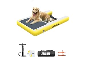 AWSUM 120x100cm Rampa Gonfiabile per Cani Rampa d'acqua per Cani con Borsa Portaoggetti di Animali Domestic per Cani Fino a 90 kg per Barche, Bacini