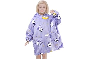 Wenlia Sudadera Manta para Niñas, Sherpa Hoodie Sudadera Manta de Forro con Capucha de Gran tamaño, súper cálida Linda Sudadera con Bolsillo y Mangas, Talla única de 7 a 13 años