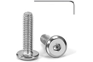 Tunejoy Vis à Tête Plate M4 x 16 mm Vis à Six Pans Creux en Acier Inoxydable A2 V2A Boulons de Meubles Hexagonale avec Clé Allen Filetage Complet 20 Pièces