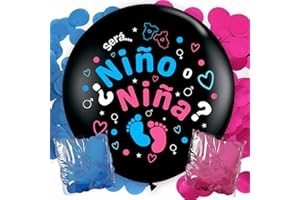 PURE 4HOME Globo Revelación de Género Bebe | Globo Revelacion de Genero | Incluye Confeti, Diámetro de 90cm | Globos Baby Shower | Revelación Género Bebé | Gender Reveal