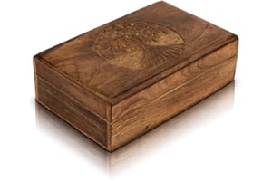 THE GREAT INDIAN BAZAAR Great Birthday Gifts Handmade Decorative Wooden Jewellery Box Tree Of Life Carving Jewellery Organizer Keepsake Box Treasure Chest Trinket Holder Watch Box Storage Lock Box Housewarming Gift (Antique)