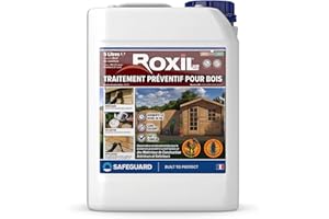 Roxil Lasure Préventive Bois 5L – Incolore - Intérieur & Extérieur – Contre Insectes Xylophages & Pourriture – Apprêt Prêt à l’Emploi