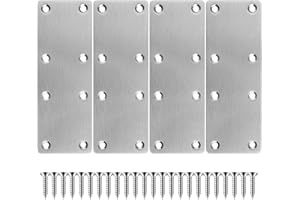 SUKEVITOR 4Pcs Flat Brackets for Wood, 50*140cm Mending Plates Flat Joining Plates, Flat Fixing Brackets with Screws for Repair Fixing Furniture