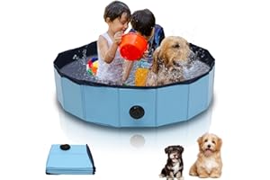 ‎VIGEVEE Vigevee Hundepool für Kleine Hunde 80x20cm Hundepool fur Große Hunde Hundebadewanne Hunde Planschbecken Hundepool Faltbar Blue Hunde Pool inkl. Reparaturset Dog Pool