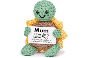 CheriGift Mum Gifts for Christmas, Mum Birthday Gifts - Positive Handmade Crochet Sunflower Turtle Decor - Best Mothers Day,Christmas, Birthday, Presents for Mummy Mother Mom Mama(2.8x2x2.9 Inches)
