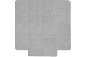 EMMA HOME EMMAHOME ROMANY GYPSY WASHABLE 4PCS MAT/RUG SET, CARAVAN/MOBILE HOME TOURER SIZES, 67X120CM Pratt (Grey)