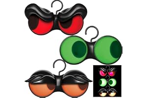 Joiedomi 3-pack halloween dekorationer inomhus och utomhus, runda gröna lampor med blinkande ögon, röd och