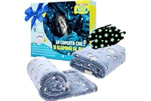 HOME KOKO LOOK Plaid Magica Coperta Che Si Illumina al Buio 150x200cm Coperta Pile Plaid Fluorescenti Plaid Illuminante Coperta Bambino Natale Coperta Morbida Luminosa Idee Regalo Famiglia - Blu