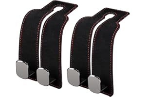 HVIERO 2 Stücke Auto Haken, Taschenhalter Auto Kopfstütze, Aufbewahrungshaken Autositz, Haken Kopfstütze Auto für Lebensmittel-Taschen, Handtaschen Organizer Auto Haken Kopfstütze (Schwarz)