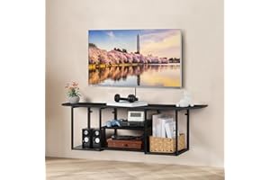 UOMIO Mueble TV de Pared Flotante Negro 120 cm - Diseño Moderno con Estantes Abiertos - Ahorra Espacio, Gestión de Cables y Montaje Fácil