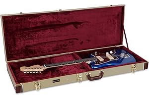 Crossrock Étui Rigide en Bois pour Guitare Jazzmaster/Jaguar | Finition Vinyle Tweed (Vinyl Tweed), Intérieur Rembourré Luxe, Serrures Dorées – Série Classique Vintage