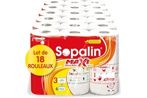 Sopalin Dekorerade maxirullar - x 18 maxirullar = 36 klassiska rullar - dubbel tjocklek - halvark - förpackning bestående av minst 80% återvunnen plast - FSC-certifierat papper blandat