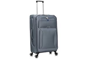 Aerostar Large 29” Lightweight Softshell Expandable Suitcase, Integrated Combination Lock, 4 Wheels Check in Luggage for 23kg (Grey, 111 litres)