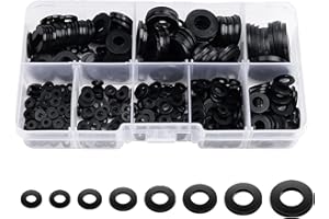 GINDDY Washers,500 Pcs O Rings Assorted Seal Kit 8 Sizes Black Nylon Flat Washer Set Insulating Electrical Gasket Durable Silicone Nylon Washer Assortment with M2 M2.5 M3 M4 M5 M6 M8 M10(Black)