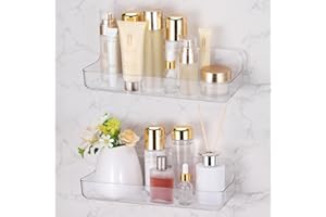 FENTAR Półka łazienkowa bez wiercenia, plastikowy pojemnik prysznicowy, półki samoprzylepne, przezroczysty kosz prysznicowy, półka akrylowa, nośność 25 kg, mały pojemnik prysznicowy, pojemnik łazienkowy do