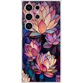 PrintiFy Samsung Galaxy S25 Ultra ile Uyumlu Vitray Sessiz Lotus Tasarımlı Şeffaf Silikon Kılıf