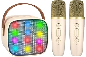BONAOK Mikrofon Karaoke Spielzeug 2 Mikrofon, Bluetooth Karaokemaschinen für Kinder Erwachsene, Karaoke-Player Mikrofon zum Aufladen, Kinder Elektronisches Spielzeug (Beige)