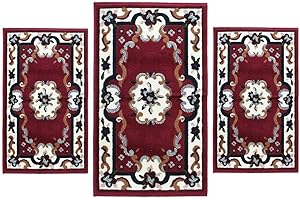 Carillo Set Parure Tappeto + Scendiletto 3 pz Tappeti Chinese Garden Dis. 2038 P427 Bordeaux