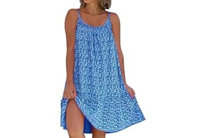 GRMLRPT Vestidos Verano Mujer Elegantes Vestidos Cortos con Estampados de Floral Sin Mangas Suelto Casual Chaleco Falda de Playa Vestidos de Fiesta Noche(Multicolor,S-XXL)