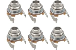 Unxuey 6 Stück 6,35 mm Gitarre 3-polige Buchse Sockel Eingang Ausgang Mono Panel Mount für E-Gitarren Bass