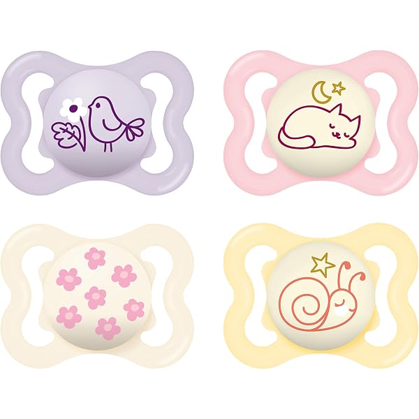 Lot De 4 Tétines MAM Original Jour Et Nuit - Pour Bébés 0-6 Mois, Avec 2 Phosphorescentes, Silicone Sans BPA