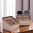 Kuber Industries Plastic Multi-Purpose Compact Desk Storage Organizer| Stationary Box |Plastic Cosmetics|Make Up Organizer Container, Pack of 2 (Brown)