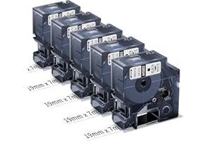 Oozmas A45803 Cinta de Etiquetas Compatible con Dymo 45803 D1 19mm x 7m, Negro sobre Blanco, Compatible con Dymo LabelManager 360D 420P 450D 500TS, 5 unidades