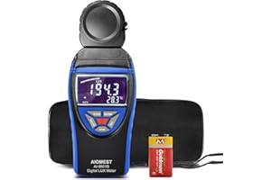AIOMEST Digital Luxmeter Portable Photometer Light Meter 0.1~400,000 Lux with Data Hold, 270° Rotating Detector with LCD Display for Plants, Office, LED Luminosity, AI-8801B (Blue)